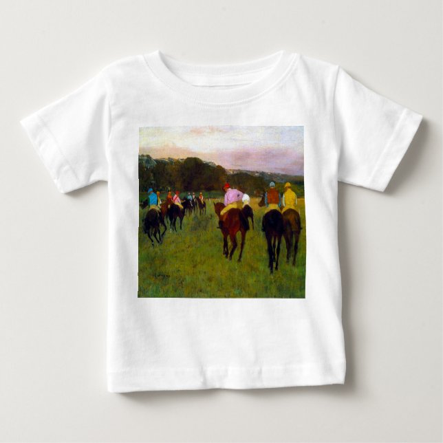 Camiseta Para Bebê Edgar Degas Race Horses em Longchamp (Frente)