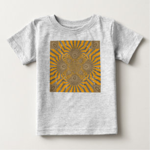 Camiseta Para Bebê Edgy Zebra Elegance: Um Impressão Amarelo Ouro
