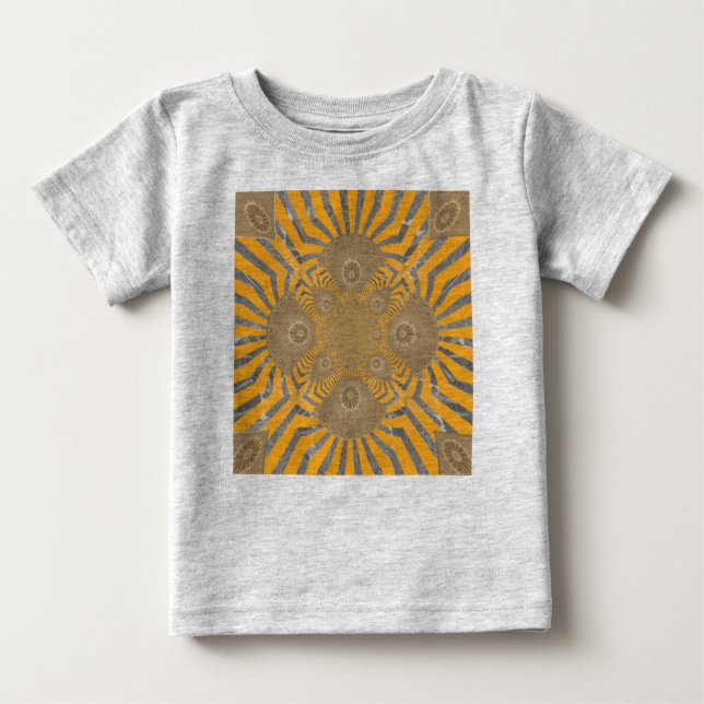 Camiseta Para Bebê Edgy Zebra Elegance: Um Impressão Amarelo Ouro (Frente)