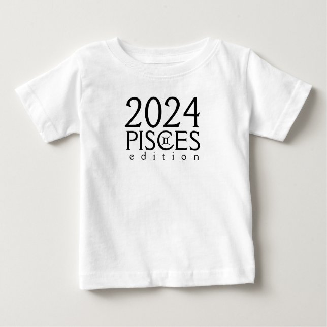 Camiseta Para Bebê Edição de Peixes de 2024 com símbolo Baby T-Shirt (Frente)