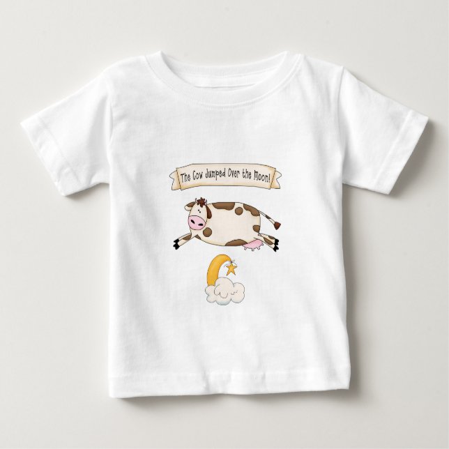Camiseta Para Bebê Ei Diddle Diddle, A Vaca Pulou Sobre A Lua (Frente)