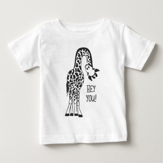 Camiseta Para Bebê Ei, Você! Girafa (Frente)