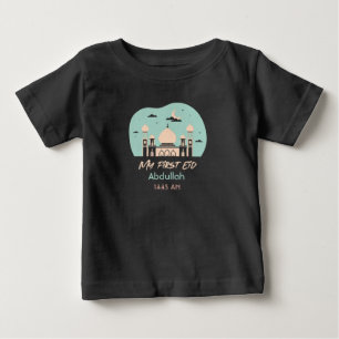 Camiseta Para Bebê Eid baby Meu primeiro Eid Personalize