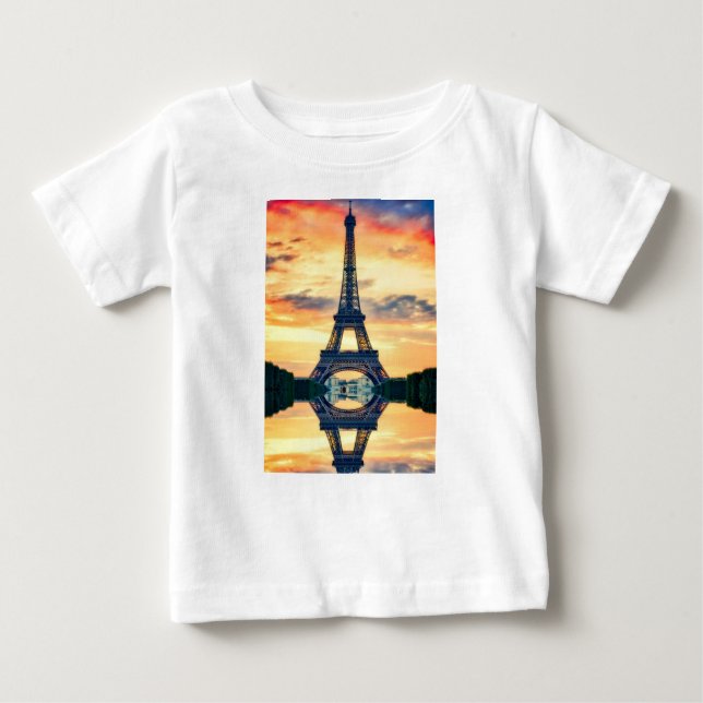 Camiseta Para Bebê Eiffel Tower Paris Evening European Viagem (Frente)