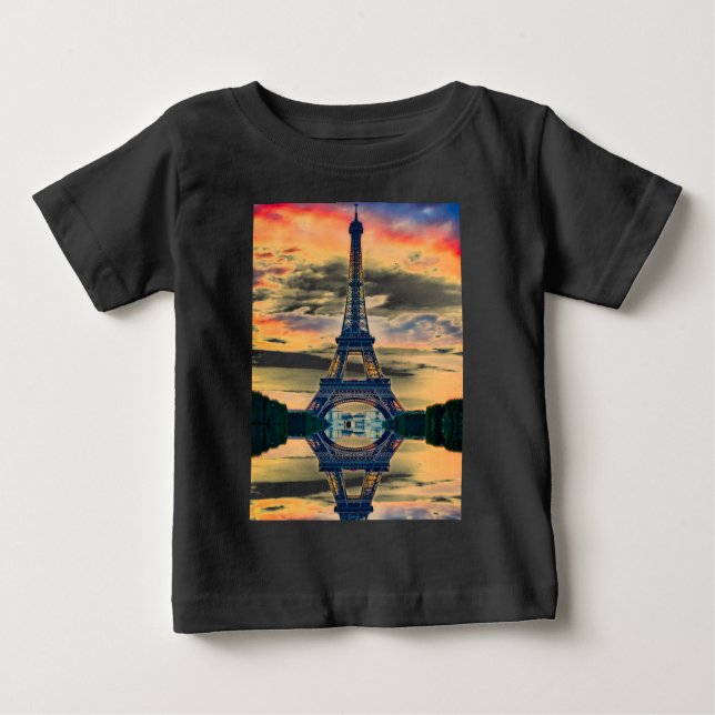 Camiseta Para Bebê Eiffel Tower Paris Evening European Viagem (Frente)