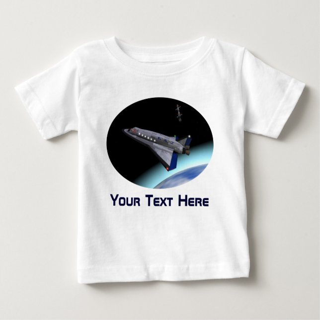 Camiseta Para Bebê El Al Maslool Space Shuttle (Frente)