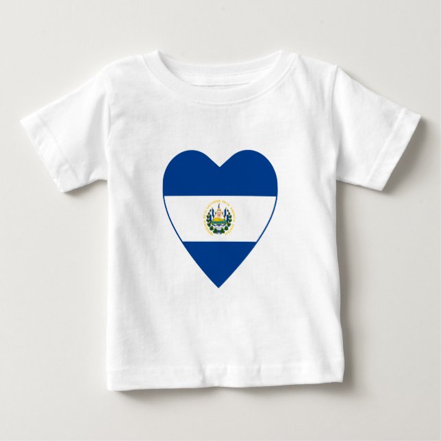 Camiseta Para Bebê El Salvador Flag Heart Shirt (Frente)