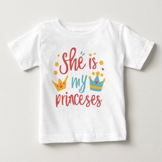 Camiseta Para Bebê Ela é minha princesa, presente para ela, presente  (Frente)