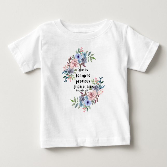 Camiseta Para Bebê Ela é muito mais Precioso que rubis (Frente)