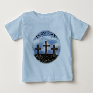 Camiseta Para Bebê Ele Aumentou 3 Cruzamentos Enroscados Mateus 26:39