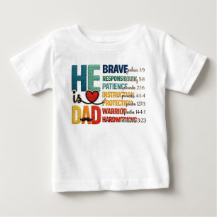 Camiseta Para Bebê Ele É Valores de Pai Cristão das Escrituras