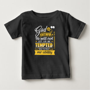 Camiseta Para Bebê Ele Não Deixará Que Você Seja Tentado – Versículo