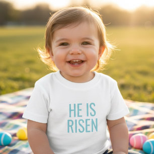 Camiseta Para Bebê Ele Ressuscitou Criança de Páscoa Cristã