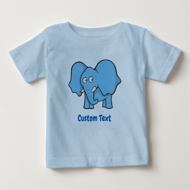 Camiseta Para Bebê Elefante Azul Claro (Frente)