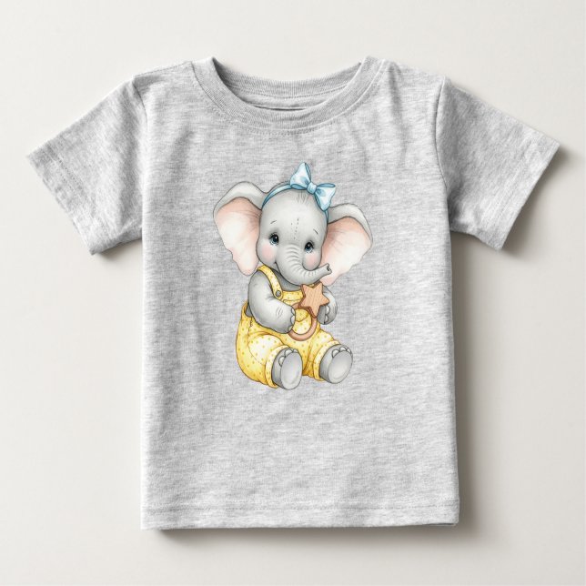 Camiseta Para Bebê Elefante bebê com chocalho de Natasha Us (Frente)