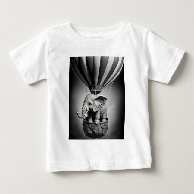 Camiseta Para Bebê Elefante bebê em balão de ar quente (Frente)