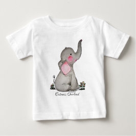 Camiseta Para Bebê Elefante Bebê Fofo Aquarela Com Rubor & Flores