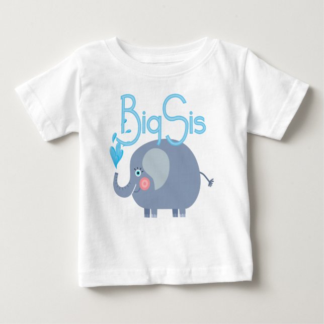 Camiseta Para Bebê Elefante Big Sis (Frente)