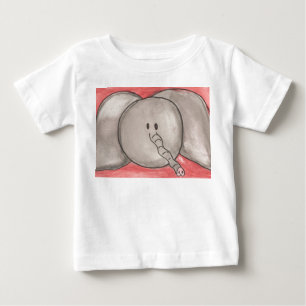 Camiseta Para Bebê Elefante bonito dos desenhos animados da aguarela