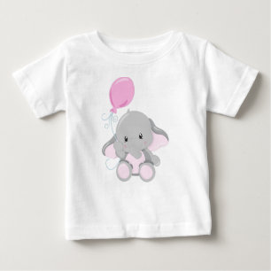 Camiseta Para Bebê Elefante Bonito, Elefante Com Balão