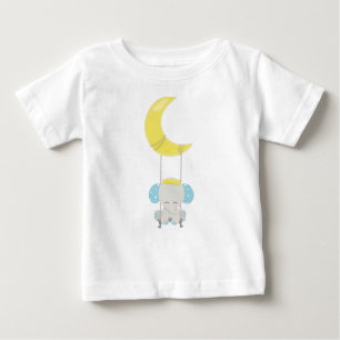 Camiseta Para Bebê Elefante Bonito, Elefante Em Um Swing, Coroa, Lua