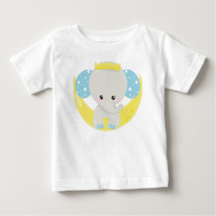 Camiseta Para Bebê Elefante Bonito, Elefante Na Lua, Coroa, Estrelas