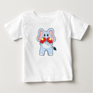 Camiseta Para Bebê Elefante boxeando com luvas de boxe