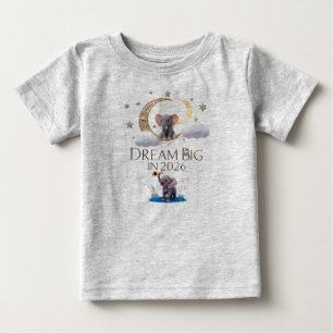 Camiseta Para Bebê Elefante Caprichoso Lua "Sonhe Grande 2026" Bebê F