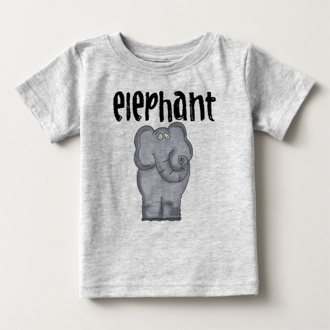 Camiseta Para Bebê Elefante cinzento (Frente)