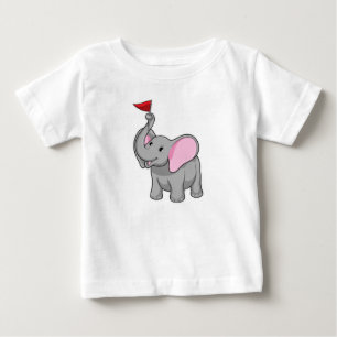 Camiseta Para Bebê Elefante com Bandeira