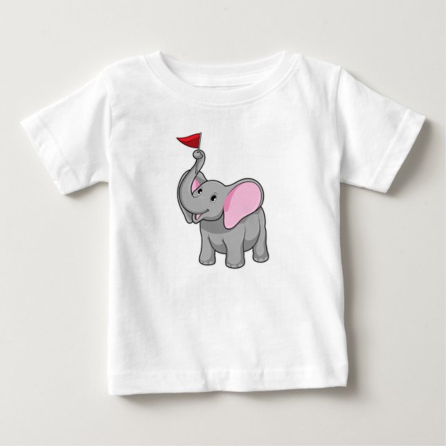 Camiseta Para Bebê Elefante com Bandeira (Frente)