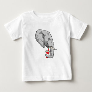 Camiseta Para Bebê Elefante com Bebida