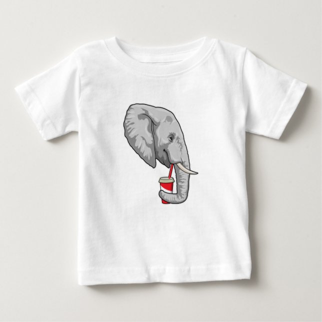 Camiseta Para Bebê Elefante com Bebida (Frente)