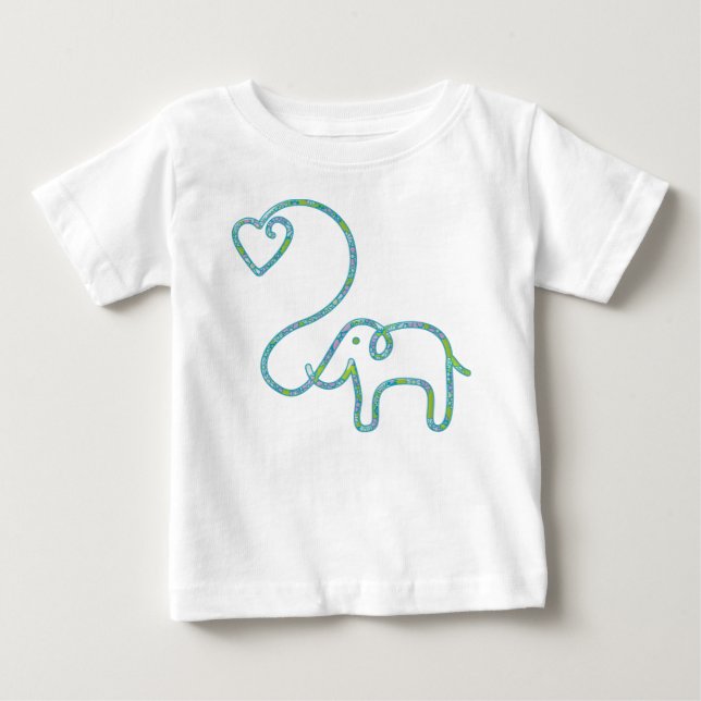 Camiseta Para Bebê ELEFANTE com coração (Frente)