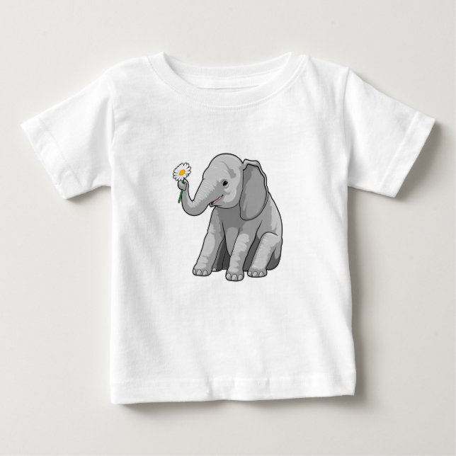 Camiseta Para Bebê Elefante com Flor (Frente)