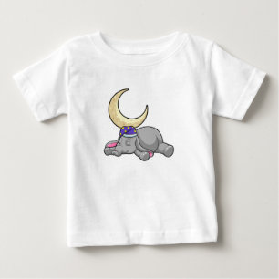 Camiseta Para Bebê Elefante com Lua