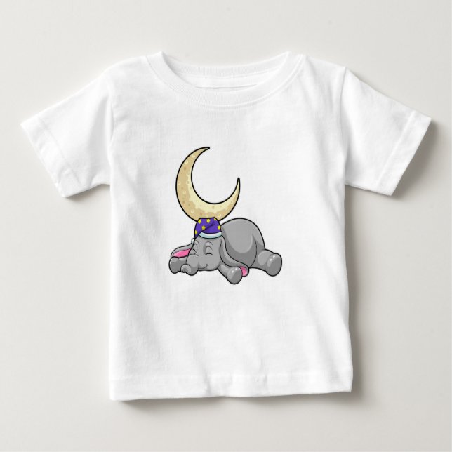 Camiseta Para Bebê Elefante com Lua (Frente)