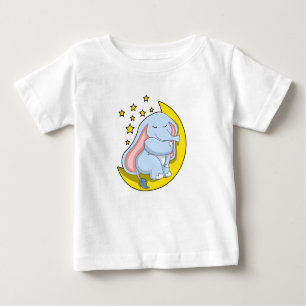Camiseta Para Bebê Elefante com Lua e Estrelas