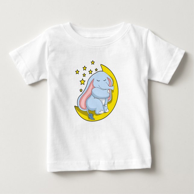 Camiseta Para Bebê Elefante com Lua e Estrelas (Frente)