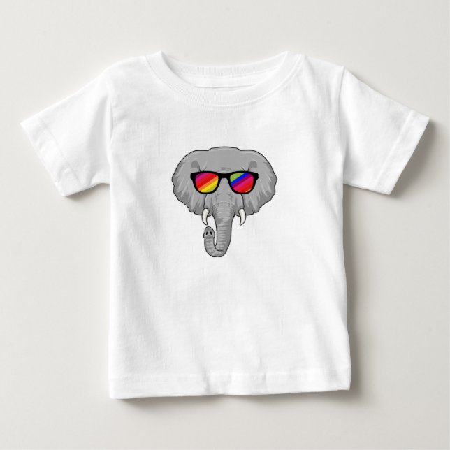 Camiseta Para Bebê Elefante com óculos de sol (Frente)