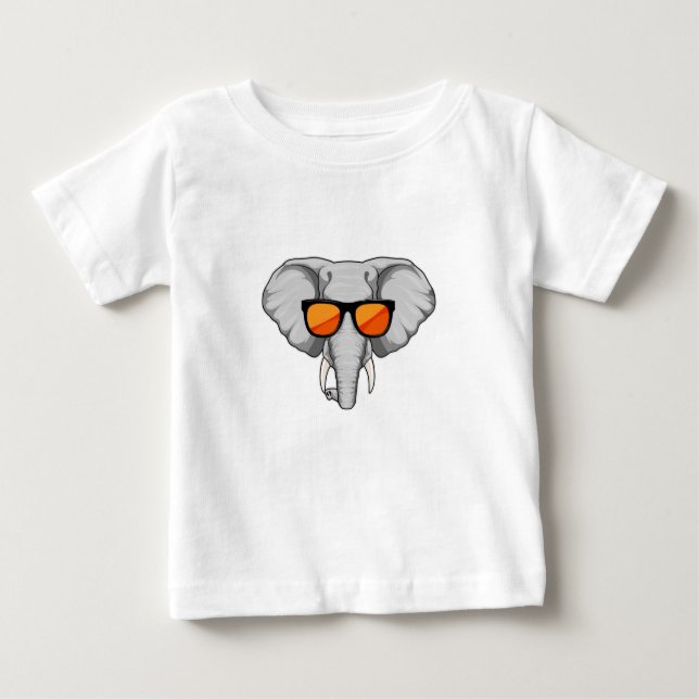 Camiseta Para Bebê Elefante com óculos de sol (Frente)