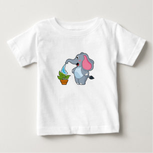 Camiseta Para Bebê Elefante com Planta