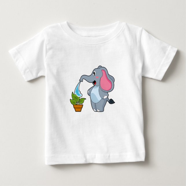 Camiseta Para Bebê Elefante com Planta (Frente)