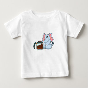 Camiseta Para Bebê Elefante com pote de café