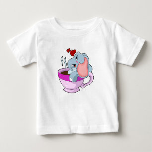 Camiseta Para Bebê Elefante com Taça do Café