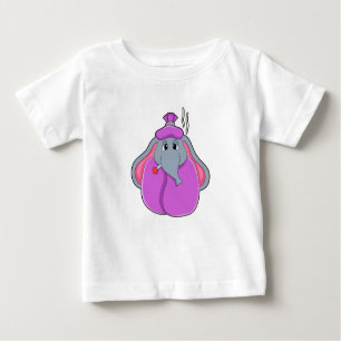 Camiseta Para Bebê Elefante com termômetro de febre