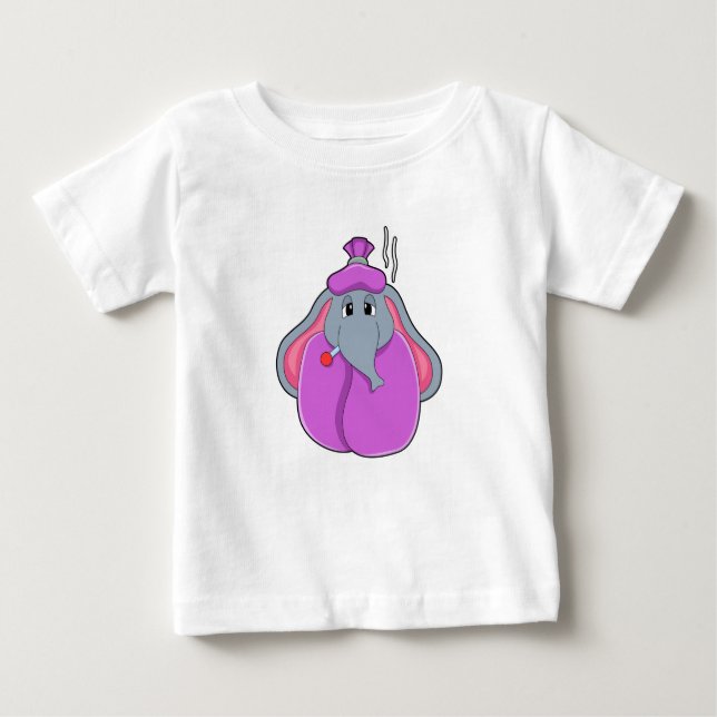 Camiseta Para Bebê Elefante com termômetro de febre (Frente)
