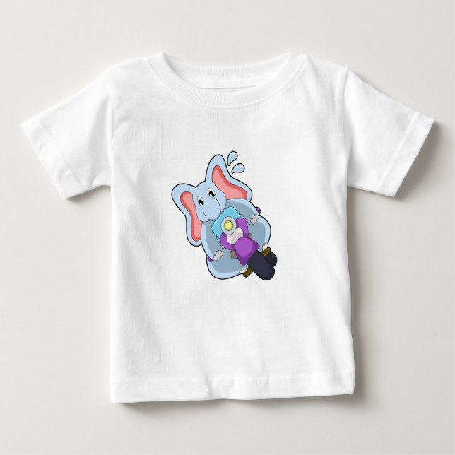 Camiseta Para Bebê Elefante como Biker com motocicleta.PNG (Frente)