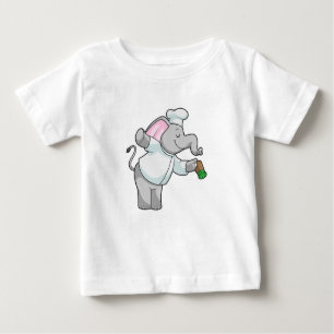 Camiseta Para Bebê Elefante como cozinheiro com agitador de sal