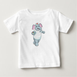 Camiseta Para Bebê Elefante como Enfermeira com Medicina